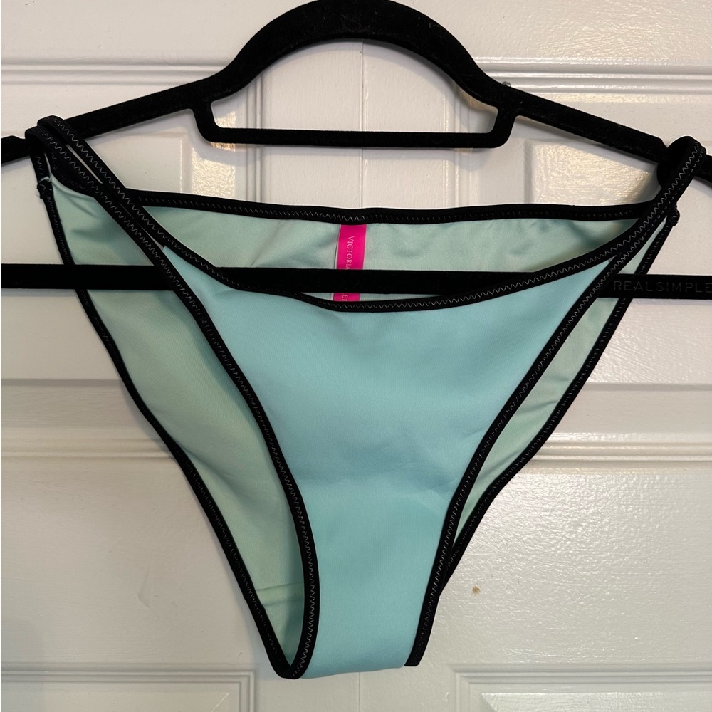 Victoria's Secret Aqua Bikini Bottom with Black Trim